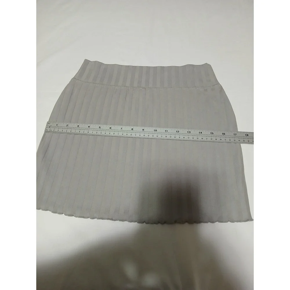 OFFLINE by Aerie OG Original Ribbed Mini Skirt Grey Lettuce Edge Womens Medium